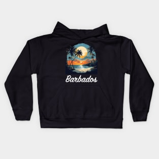 Barbados Sunset (with White Lettering) Kids Hoodie